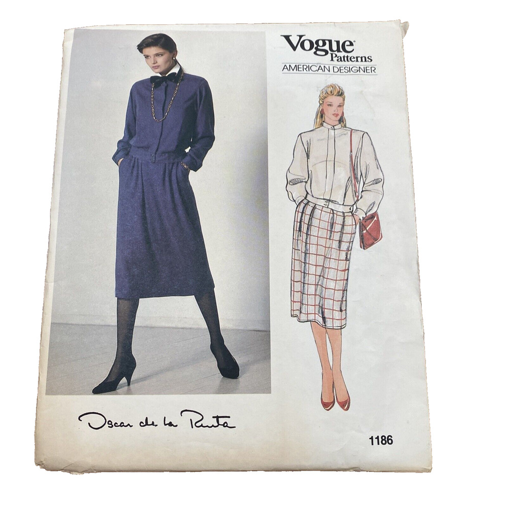 Vintage Vogue Sewing Pattern 1186 Oscar de la Renta Designer Top & Skirt Sz 10
